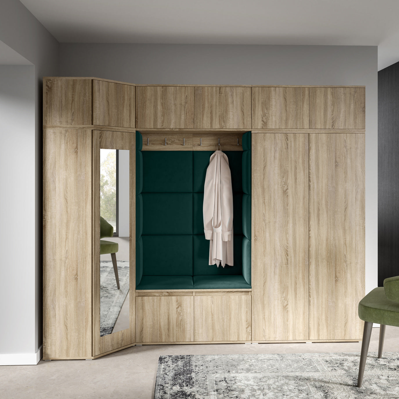 PK Emi 39 Hallway Wardrobe Sonoma Oak - Upholstered Panels in Various Colours