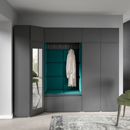PK Emi 39 Hallway Wardrobe Graphite - Upholstered Panels in Various Colours