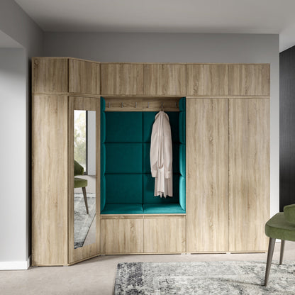 PK Emi 39 Hallway Wardrobe Sonoma Oak - Upholstered Panels in Various Colours