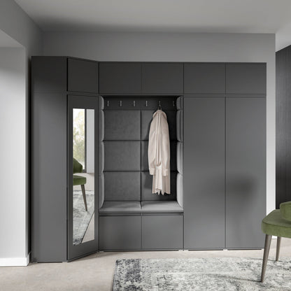 PK Emi 39 Hallway Wardrobe Graphite - Upholstered Panels in Various Colours