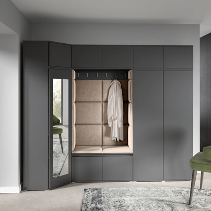 PK Emi 39 Hallway Wardrobe Graphite - Upholstered Panels in Various Colours