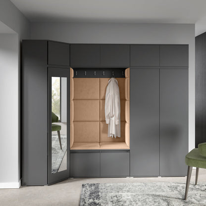 PK Emi 39 Hallway Wardrobe Graphite - Upholstered Panels in Various Colours