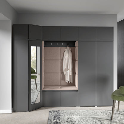 PK Emi 39 Hallway Wardrobe Graphite - Upholstered Panels in Various Colours