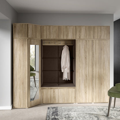 PK Emi 39 Hallway Wardrobe Sonoma Oak - Upholstered Panels in Various Colours