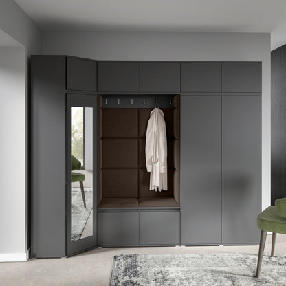 PK Emi 39 Hallway Wardrobe Graphite - Upholstered Panels in Various Colours