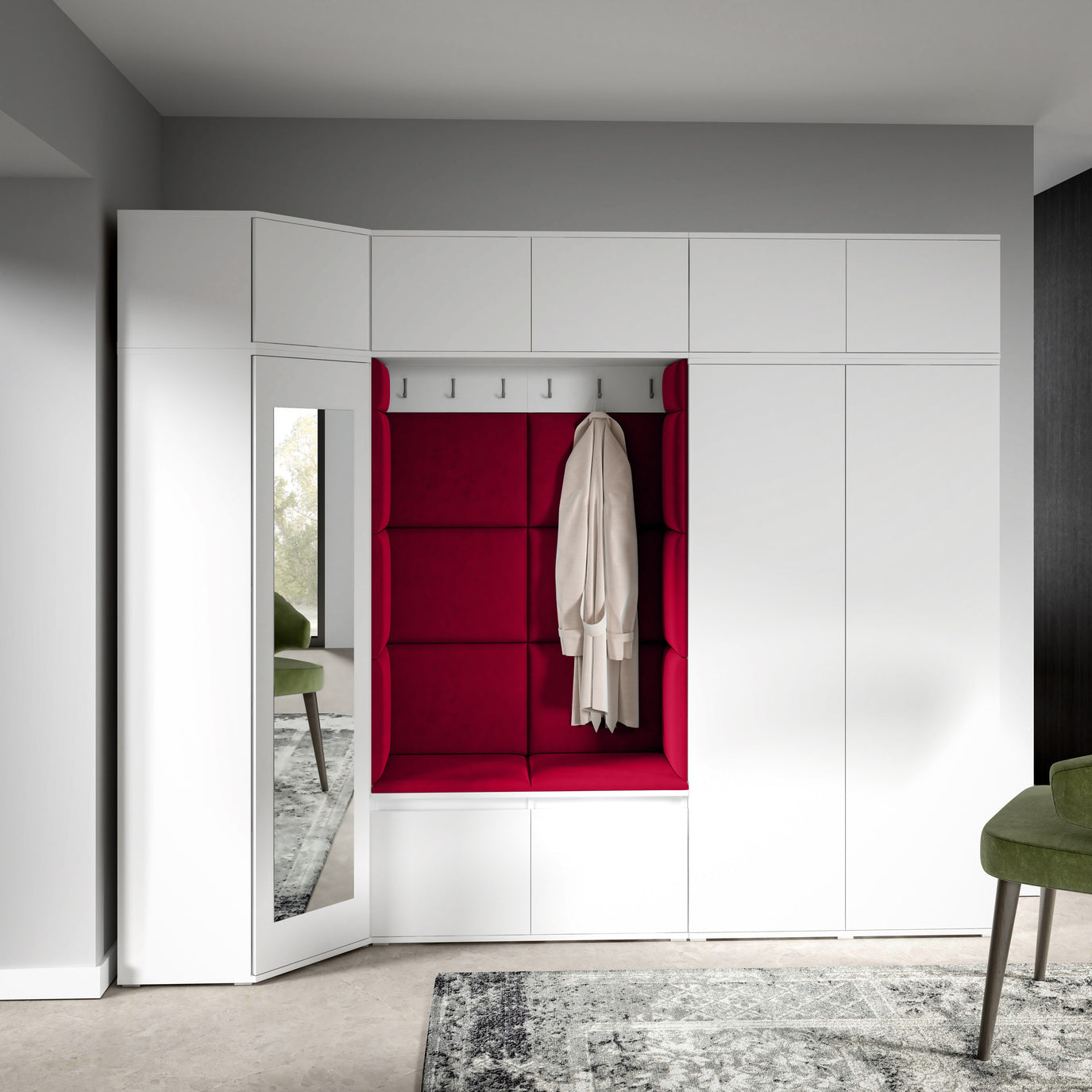 PK Emi 39 Hallway Wardrobe White - Upholstered Panels in Various Colours