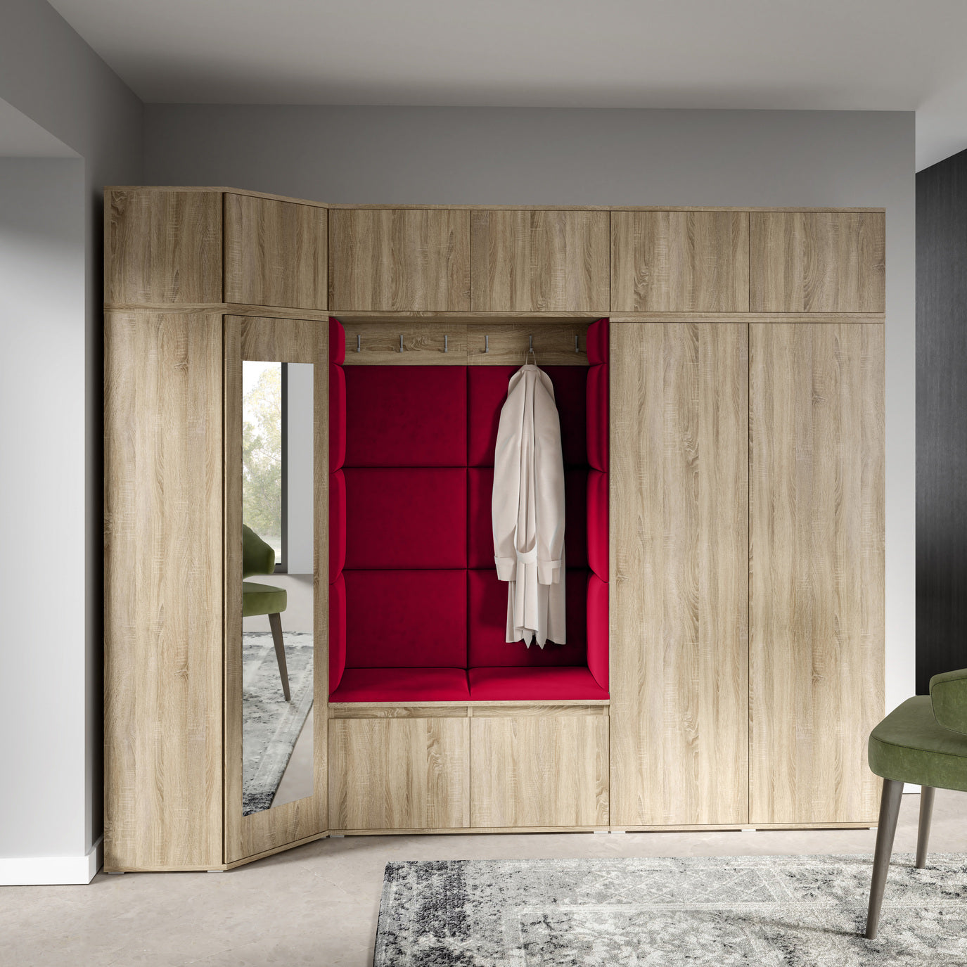 PK Emi 39 Hallway Wardrobe Sonoma Oak - Upholstered Panels in Various Colours