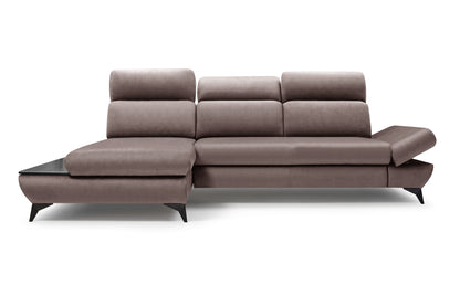 Lask TITAN Corner Sofa with Wooden Shelf & Adjustable Headrests – 280 x 166 cm – Left or Right Configuration