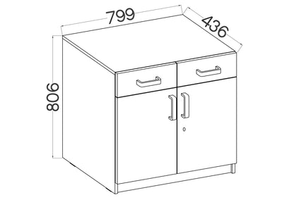 LE Malta 105 2F 2S Lower Cabinet in Artisan Oak & Light Grey