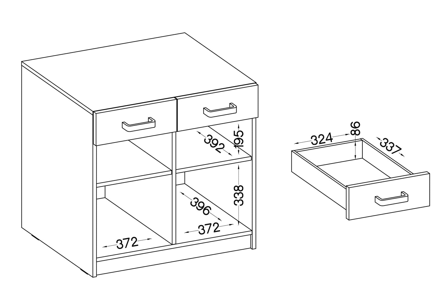 LE Malta 105 2F 2S Lower Cabinet in Artisan Oak