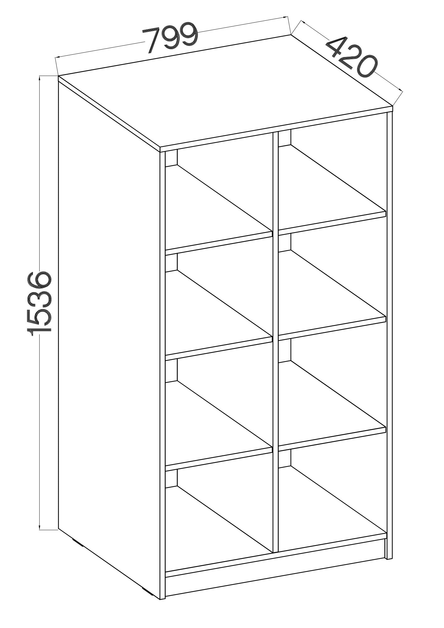 LE Malta 106 Lower Bookcase in Artisan Oak