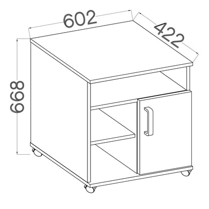 LE Malta 230 1F Low Mobile Pedestal in Light Grey