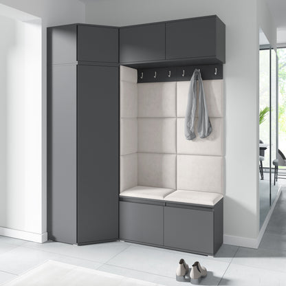 PK Emi 38 Hallway Wardrobe Graphite - Upholstered Panels in Various Colours