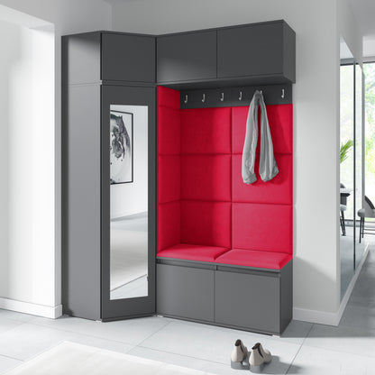 PK Emi 38 Hallway Wardrobe Graphite - Upholstered Panels in Various Colours