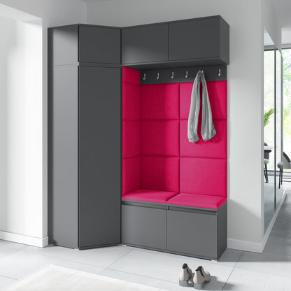 PK Emi 38 Hallway Wardrobe Graphite - Upholstered Panels in Various Colours