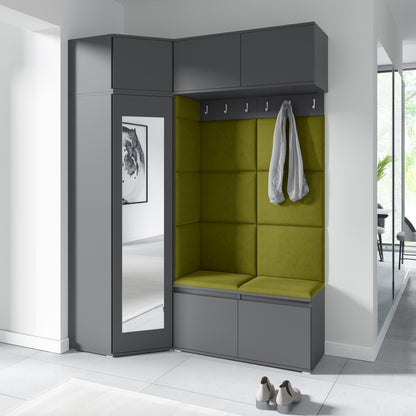 PK Emi 38 Hallway Wardrobe Graphite - Upholstered Panels in Various Colours