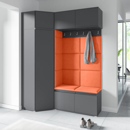 PK Emi 38 Hallway Wardrobe Graphite - Upholstered Panels in Various Colours