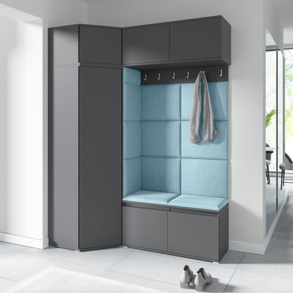 PK Emi 38 Hallway Wardrobe Graphite - Upholstered Panels in Various Colours