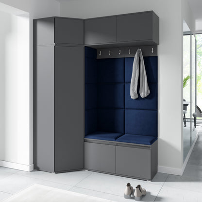 PK Emi 38 Hallway Wardrobe Graphite - Upholstered Panels in Various Colours
