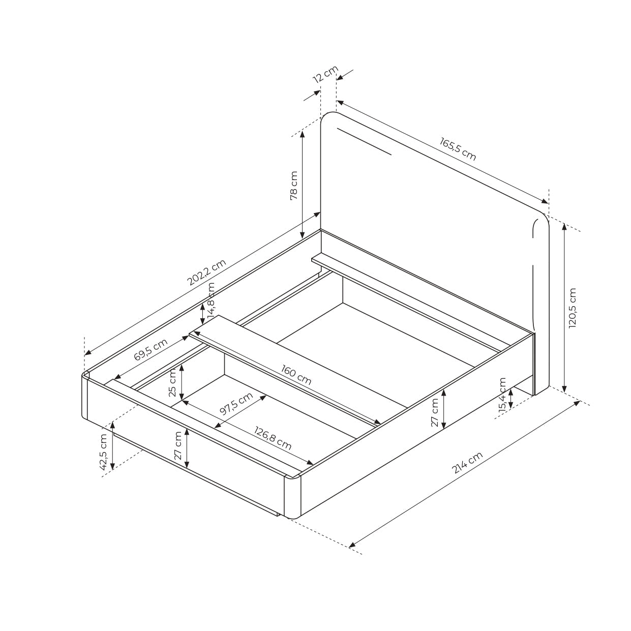 Lask Viki – Bed with Upholstered Headboard and Storage