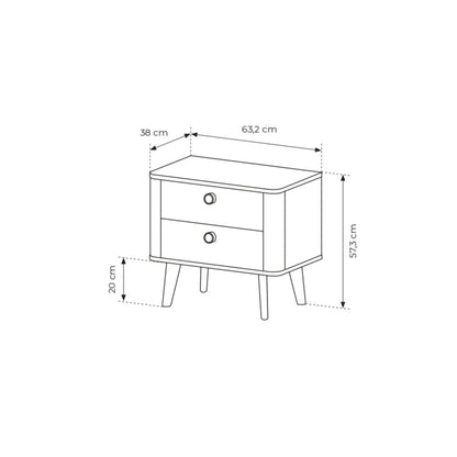 Lask Viki – Bedside Table with 2 Drawers