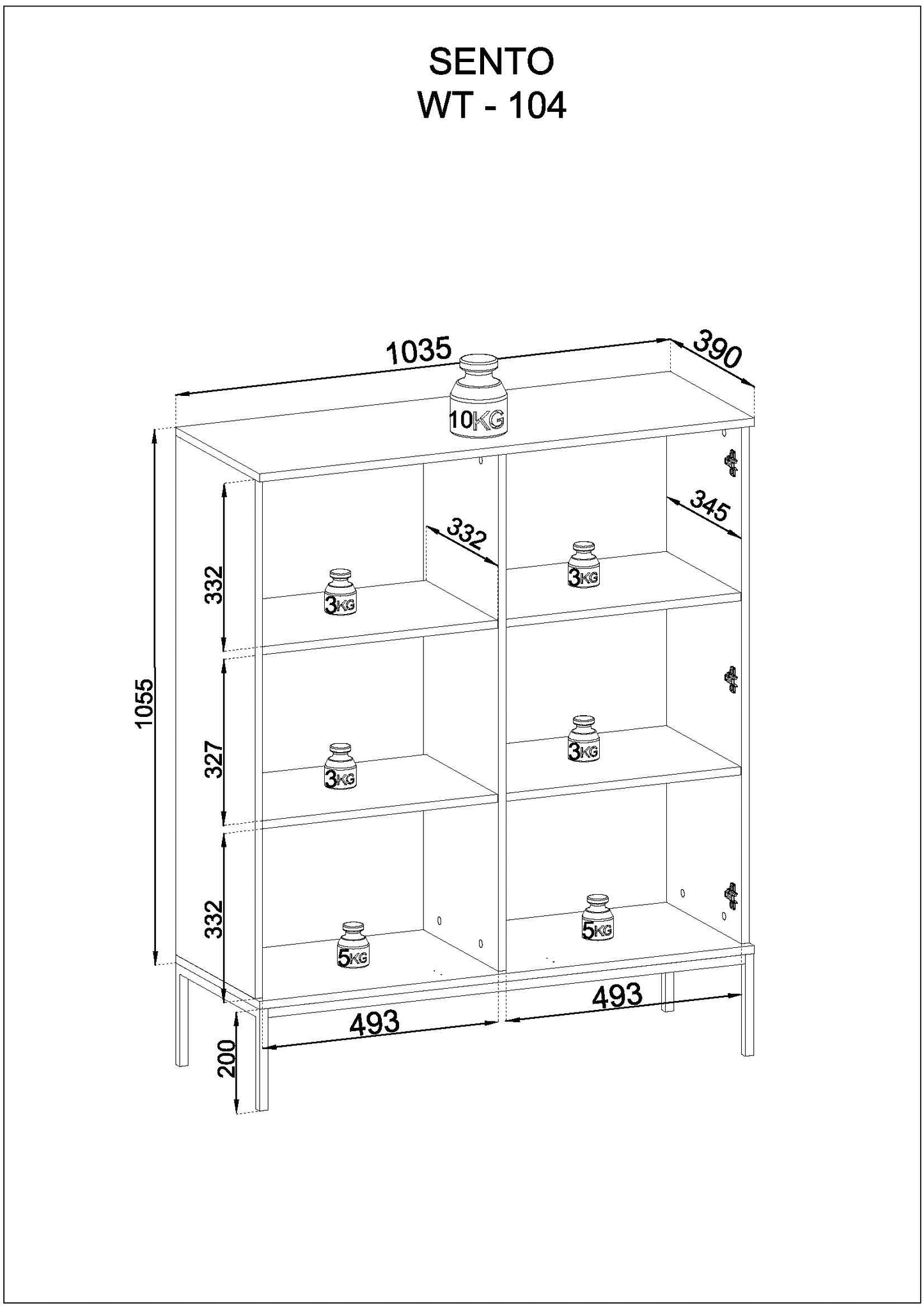 Sento Display Cabinet - Compact Elegance with Functional Design Cashemere