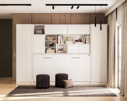 Customizable SLEEP BOX Murphy Bed Horizontal  Furniture Set White Matt 90 x 200 cm