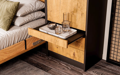 Customizable Murphy Bed Basic Vertical Furniture Set Black and Lancelot Oak 90, 120, 140 x 200 cm