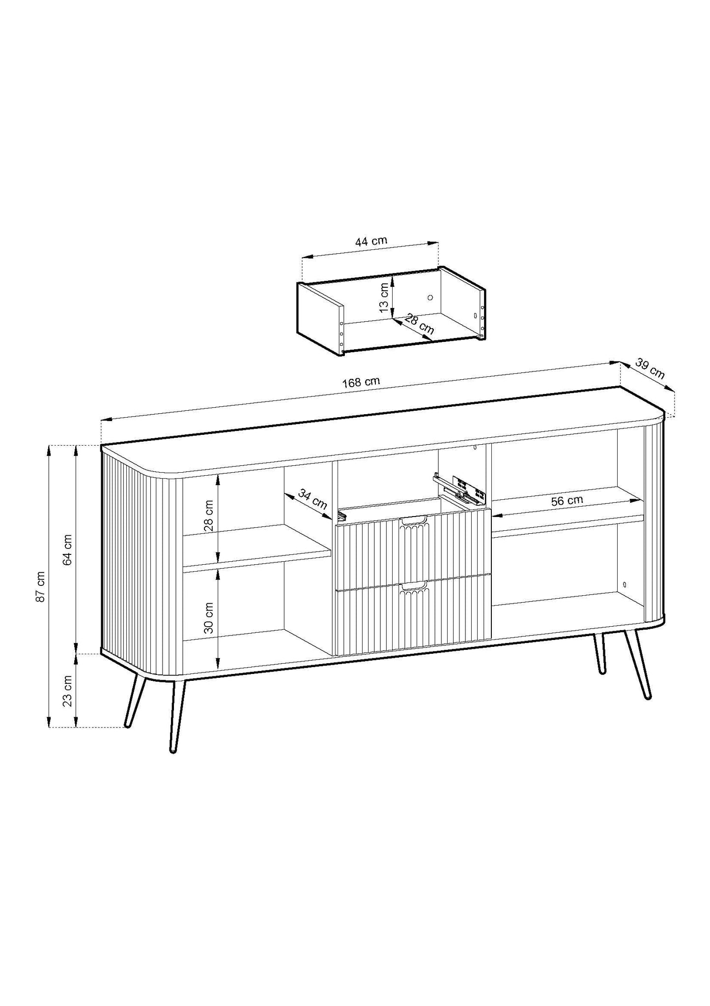 Zova White Chest of Drawers with Two Doors and Three Drawers
