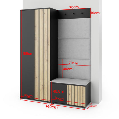 PK Ross 1 Hallway Set –  Upholstered Panels in Various Colours