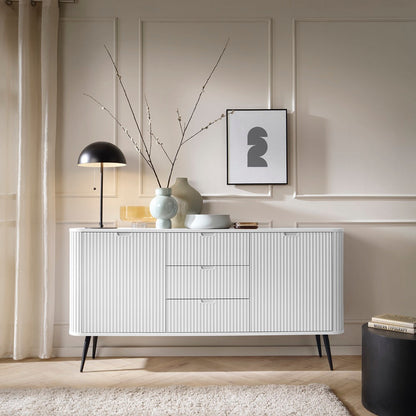 Zova White Chest of Drawers with Two Doors and Three Drawers