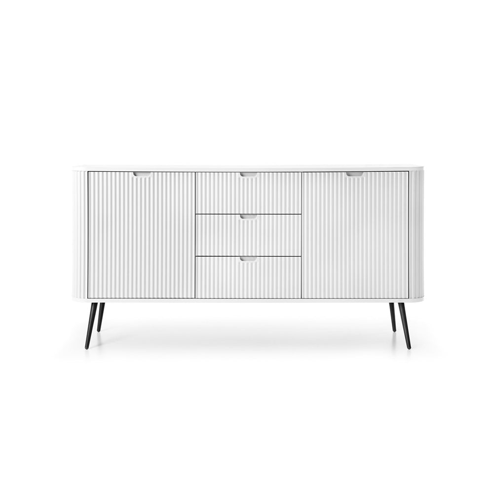 Zova White Chest of Drawers with Two Doors and Three Drawers