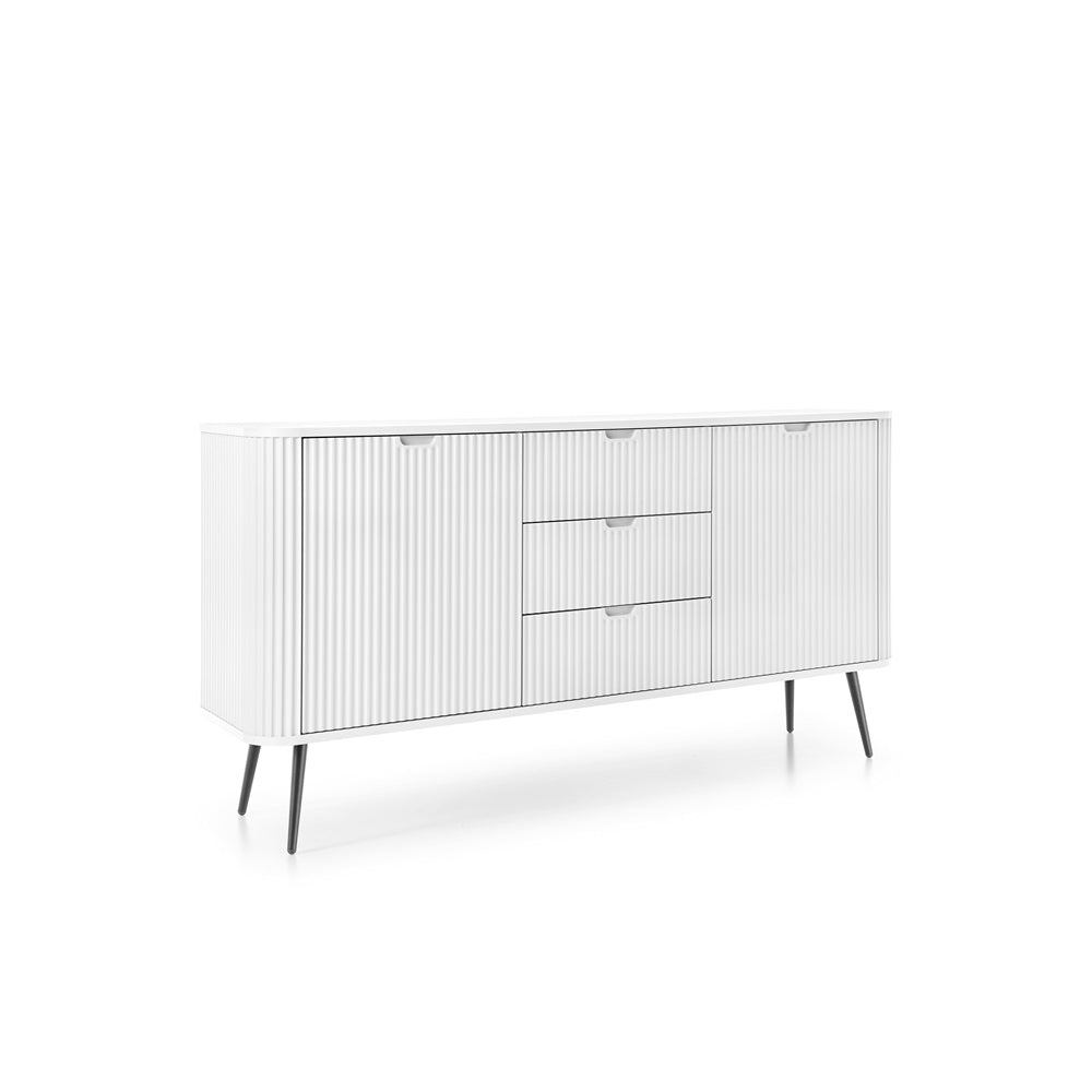 Zova White Chest of Drawers with Two Doors and Three Drawers
