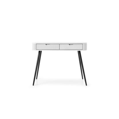 Zova White Vanity Table - Modern Vanity with Two Drawers and Grooved Fronts