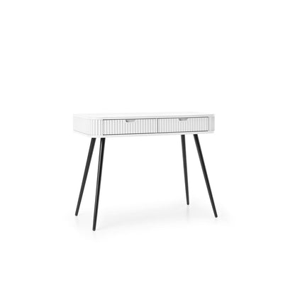 Zova White Vanity Table - Modern Vanity with Two Drawers and Grooved Fronts