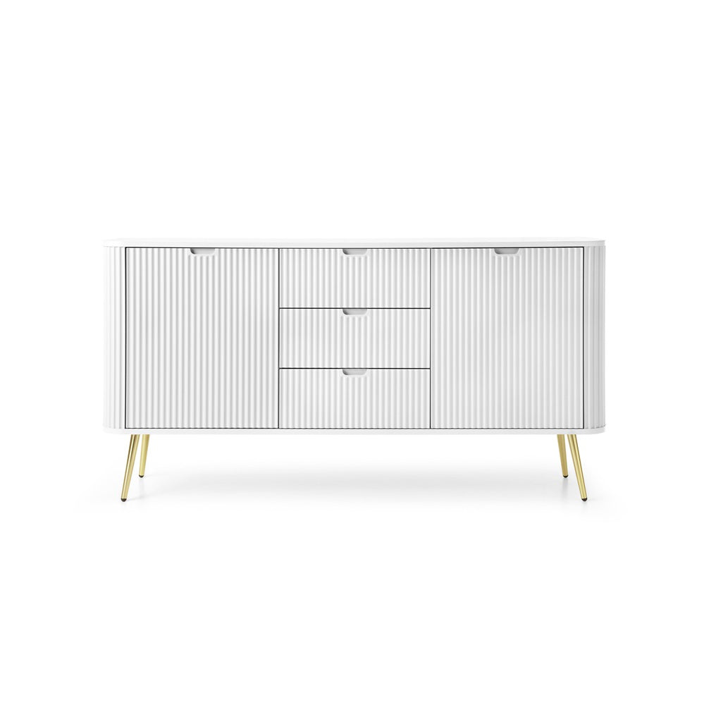 Zova White Chest of Drawers with Two Doors and Three Drawers