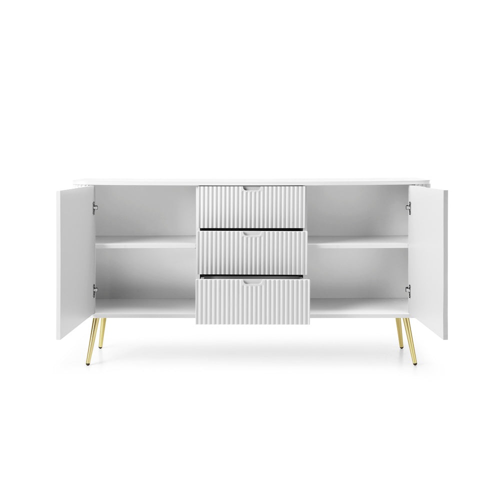 Zova White Chest of Drawers with Two Doors and Three Drawers
