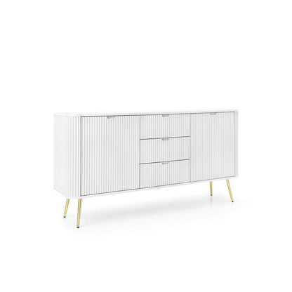 Zova White Chest of Drawers with Two Doors and Three Drawers