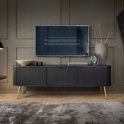 Zova Black Chest of Drawers with Two Doors and Three Drawers