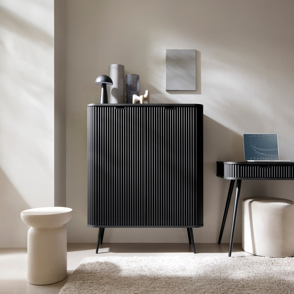 Zova Black High Sideboard with Two Doors