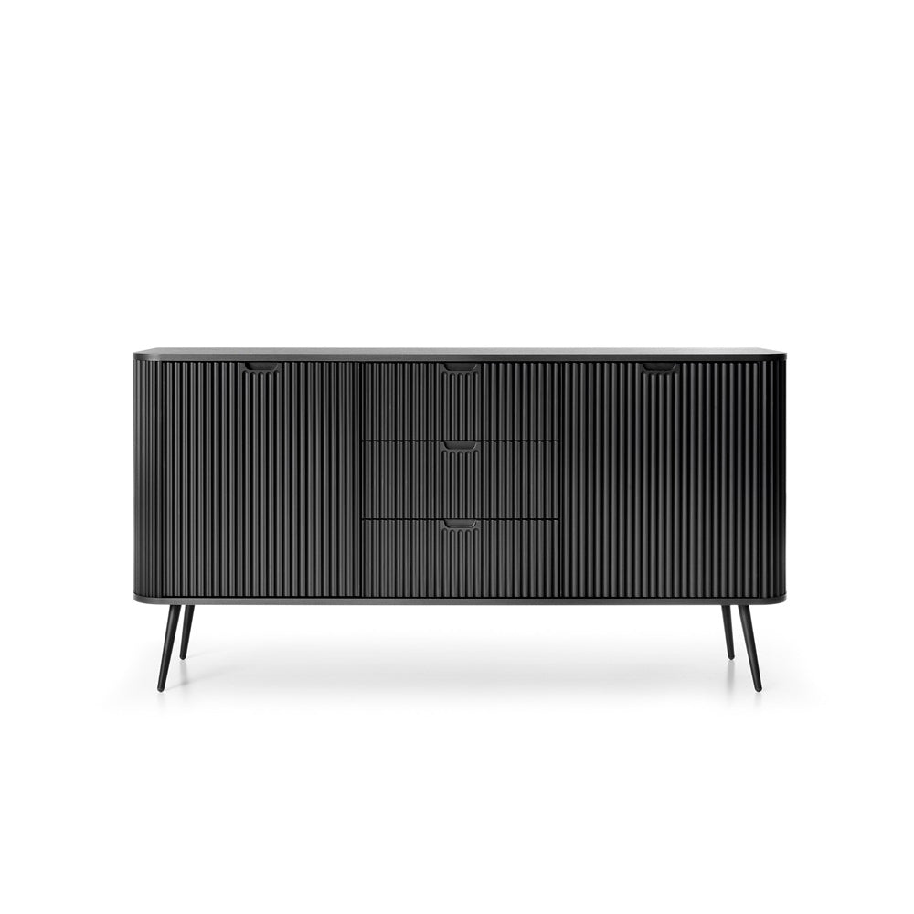 Zova Black Chest of Drawers with Two Doors and Three Drawers