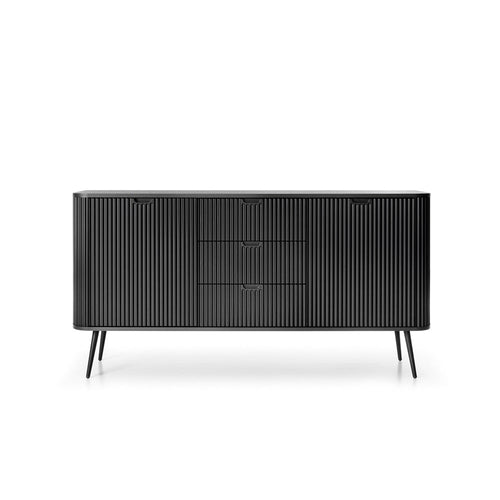 Zova Black Chest of Drawers with Two Doors and Three Drawers