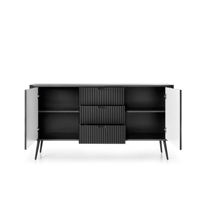 Zova Black Chest of Drawers with Two Doors and Three Drawers