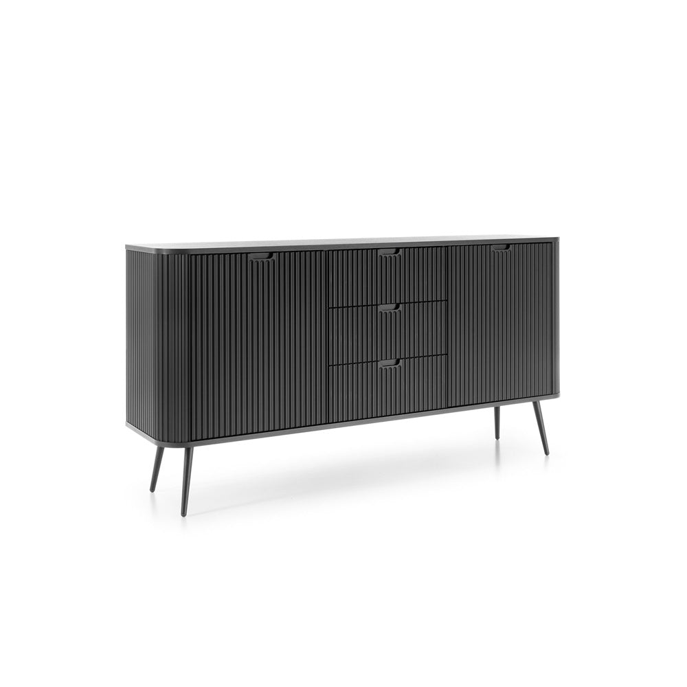 Zova Black Chest of Drawers with Two Doors and Three Drawers