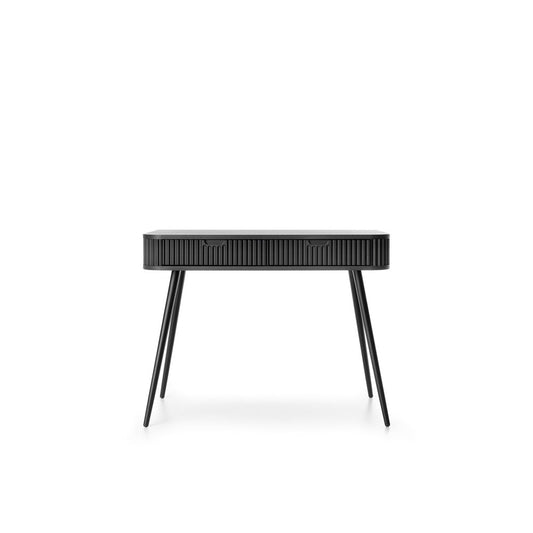Zova Black Vanity Table - Modern Vanity with Two Drawers and Grooved Fronts
