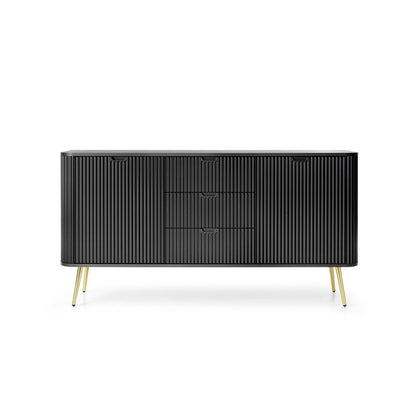 Zova Black Chest of Drawers with Two Doors and Three Drawers