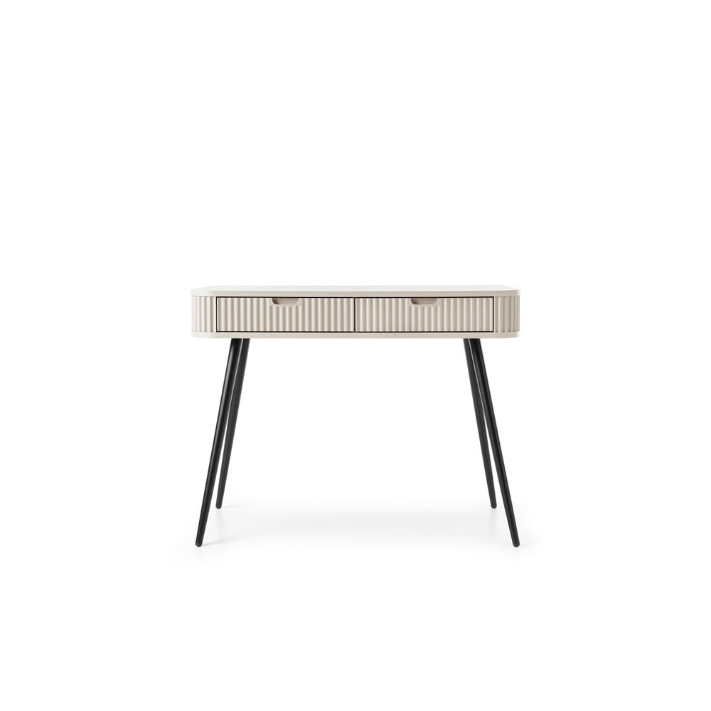 Zova Cashmere Vanity Table - Modern Vanity with Two Drawers and Grooved Fronts