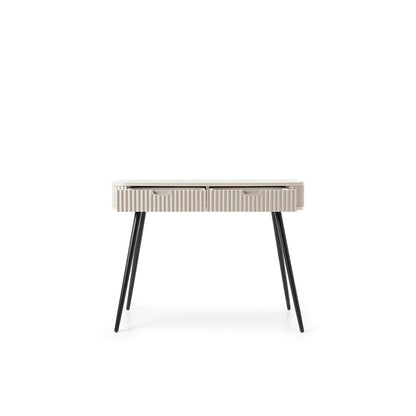 Zova Cashmere Vanity Table - Modern Vanity with Two Drawers and Grooved Fronts
