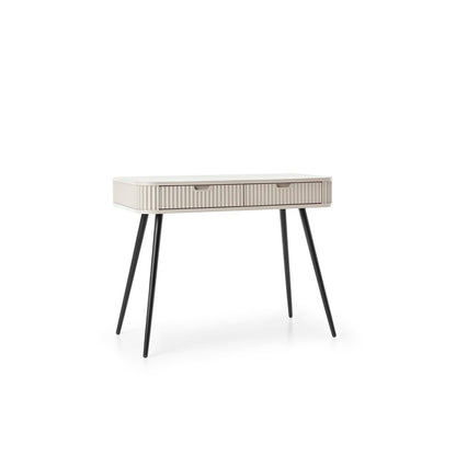 Zova Cashmere Vanity Table - Modern Vanity with Two Drawers and Grooved Fronts