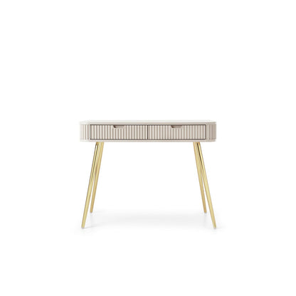 Zova Cashmere Vanity Table - Modern Vanity with Two Drawers and Grooved Fronts